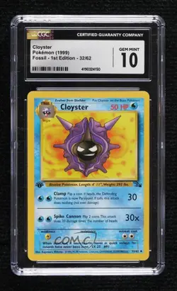 Cloyster 1st Ed. Pokemon Fossil CGC 10 Gem Mint 1999 - Image 1