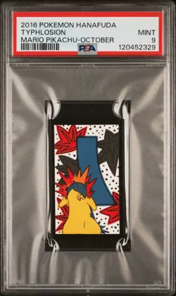 2016 POKEMON HANAFUDA MARIO PIKACHU OCTOBER TYPHLOSION PSA 9 - Image 1