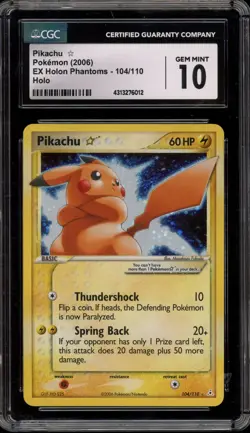 Pokemon Pikachu Gold Star EX Holon Phantoms Holo Ultra Rare #104 CGC 10 Gem Mint - Image 1