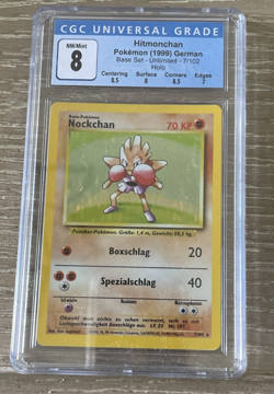 Nockchan Hitmonchan 1999 Base Set Unlimited German CGC 8 7/102 Holo Pokemon Card - Image 1