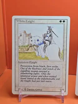 ⚪⚪⚪ (4) 1994 MAGIC The Gathering WHITE KNIGHT REVISED 3RD EDITION PLAYED ⚪3 - Image 2