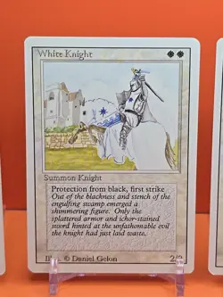 ⚪⚪⚪ (4) 1994 MAGIC The Gathering WHITE KNIGHT REVISED 3RD EDITION PLAYED ⚪3 - Image 3