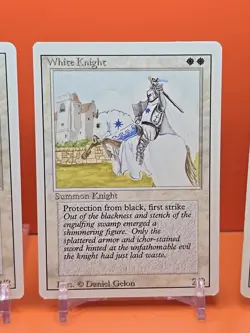 ⚪⚪⚪ (4) 1994 MAGIC The Gathering WHITE KNIGHT REVISED 3RD EDITION PLAYED ⚪3 - Image 4