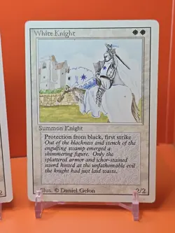 ⚪⚪⚪ (4) 1994 MAGIC The Gathering WHITE KNIGHT REVISED 3RD EDITION PLAYED ⚪3 - Image 5