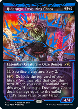 MTG Hidetsugu, Devouring Chaos - Foil - Showcase - Neon Ink Blue, Kamigawa: Neon - Image 1