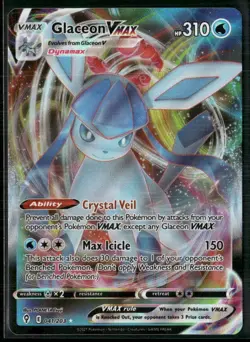 2021 Pokemon Glaceon VMAX Snowflake Stamp Evolving Skies 041/203 - Image 1