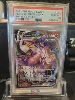 2021 Pokemon SWSH #088/163 FA/RS URSHIFU VMAX BATTLE STYLES PSA 10 - Image 1