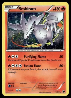 2013 Black & White - Plasma Freeze Reshiram Basic/Rare Holo #17 - Image 1