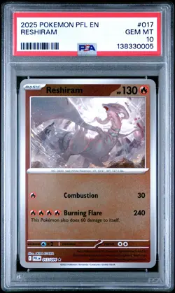 2025 POKEMON PFL EN-PHANTASMAL FLAMES #017 RESHIRAM PSA 10 - Image 1
