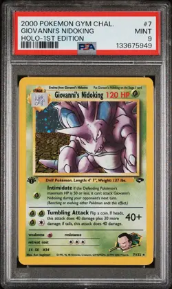 POKEMON 1ST ED GYM CHALLENGE GIOVANNI'S NIDOKING #7 HOLO PSA 9 MINT #41387710 - Image 4