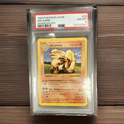 1999 Pokemon Base Set Arcanine Shadowless #23 PSA 8 - Image 1