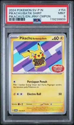2024 Pokemon Indonesian PIKACHU - SV-P PROMO #154 - Batik Shirt PSA 9 - Image 1