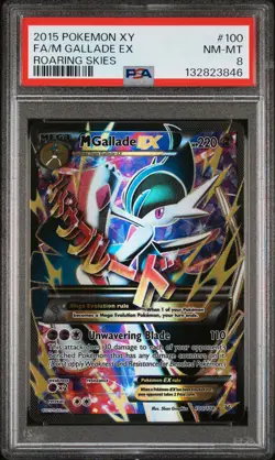 2015 POKEMON XY ROARING SKIES #100 FULL ART/M GALLADE EX PSA 8 - Image 1