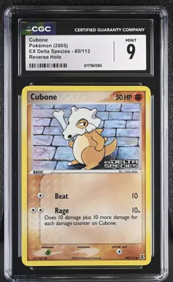 CGC 9 MINT Cubone 2005 EX Delta Species 60/113 Reverse Holo STAMPED Pokemon Card - Image 1
