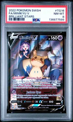 Pokemon TCG Mimikyu V TG16/TG30 Brilliant Stars Trainer Gallery PSA 8 - Image 1