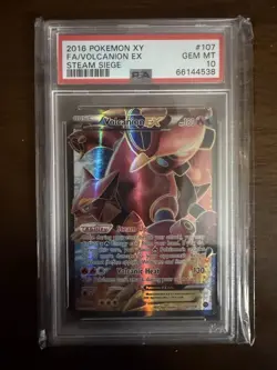 Pokemon TCG Volcanion EX Full Art 107 Steam Siege PSA 10 GEM MT Pop 289 - Image 1