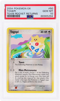 2004 Pokemon Ex Team Rocket Returns Togepi #50 PSA 10 - Image 1