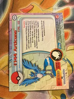 2000 Pokemon Topps TV Articuno Foil #144, Blue Logo 1st Print Run PL - Image 2