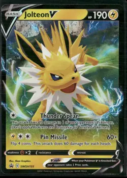 2021 Pokemon Jolteon V SWSH151 Sword & Shield Holo Black Star Promo NM/MT - Image 1