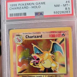 Pokemon Charizard 004/102 Base Set 1999 Holo Rare PSA 8.5 TCG Card - Image 1