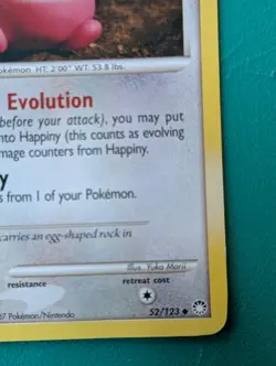 2007 Uncommon Pokemon Mysterious Treasures Happiny 52/123 MP - Image 4