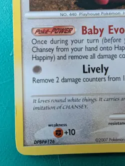 2007 Uncommon Pokemon Mysterious Treasures Happiny 52/123 MP - Image 5