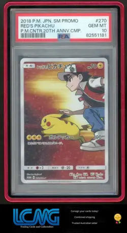 Pokemon TCG #270/SM-P Red's Pikachu Pokemon Center Japanese Exclusive PSA 10 - Image 1