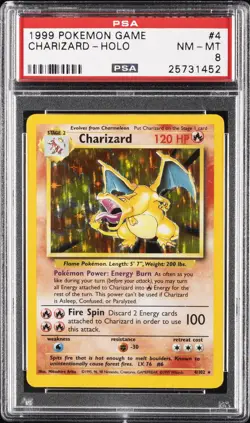 1999 POKEMON GAME #4 CHARIZARD-HOLO PSA 8 - Image 1