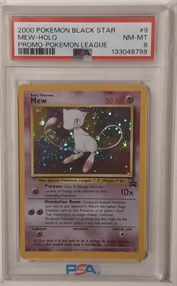 PSA 8 PROMO BLACK STAR POKEMON LEAGUE #9 MEW HOLO VINTAGE Galaxy Swirl - Image 1