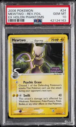 2006 POKEMON EX HOLON PHANTOMS #24 MEWTWO-REVERSE FOIL PSA 10 - Image 1
