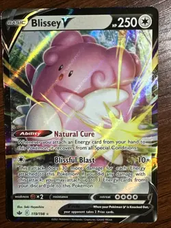 Blissey V Ultra Rare Holo Card 119/198 Sword & Shield Chilling Reign Pokemon TCG - Image 1