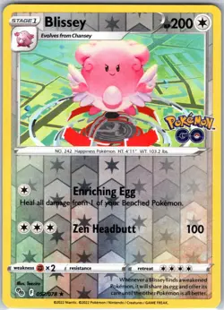 Blissey 052/078 Holo Rare Reverse Holo Card Pokemon GO Pokemon TCG NM - Image 1