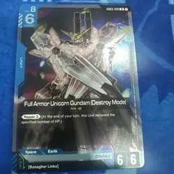 Full Armor Unicorn Destroy Mode Alternate Art Foil- GD03-010 U- Gundam Card Game - Image 1