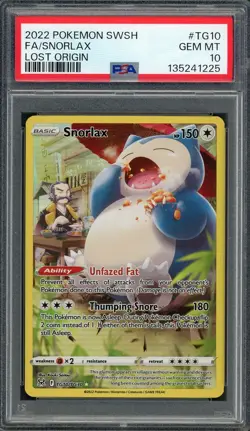 PSA 10 Snorlax Trainer Gallery: Lost Origin TG10/TG30 Holo Pokemon Card B17 - Image 1