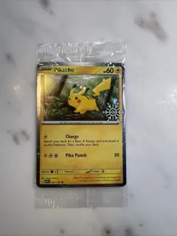 Pikachu 025/165 Holiday Calendar Cosmos Holo Stamped Promo Card SEALED - Image 1