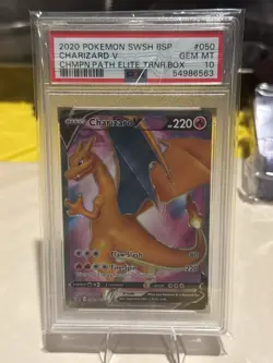 2020 Pokemon Charizard V SWSH050 Champion’s Path ETB Promo PSA 10 Gem Mint - Image 1