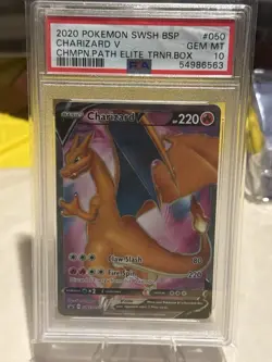 2020 Pokemon Charizard V SWSH050 Champion’s Path ETB Promo PSA 10 Gem Mint - Image 2