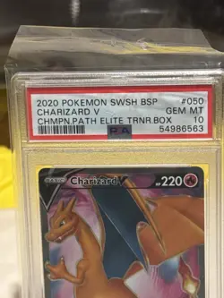 2020 Pokemon Charizard V SWSH050 Champion’s Path ETB Promo PSA 10 Gem Mint - Image 3