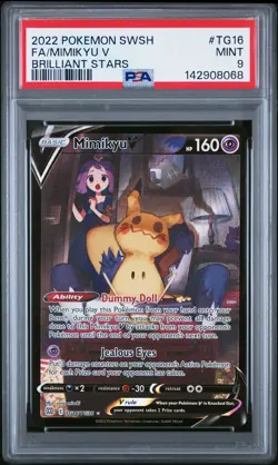 2022 POKEMON SWORD & SHIELD BRILLIANT STARS #TG16 FULL ART/MIMIKYU V PSA 9 - Image 1