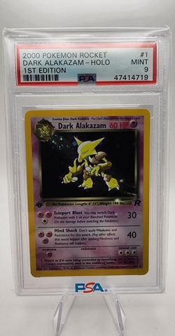 2000 Pokemon Team Rocket Dark Alakazam-Holo 1ST Edition PSA 9 #1 - Image 1