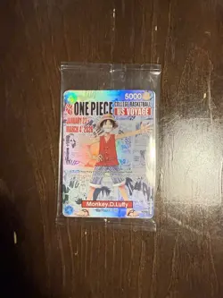 One Piece Monkey.D.Luffy [College Basketball US Voyage] P-055 Promo Card SEALED - Image 1