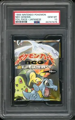 1999 Pokemon Neo Genesis Japanese Foil Booster Pack PSA 10 GEM MINT - Image 1