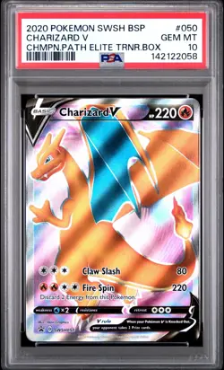 PSA 10 CHARIZARD V SWSH050 FULL ART BLACK STAR PROMO CHAMPIONS PATH POKEMON 🔥 - Image 1