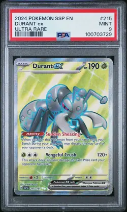 2024 Pokemon Surging Sparks # 215 Durant EX PSA 9 Card! MINT! Free Shipping - Image 1