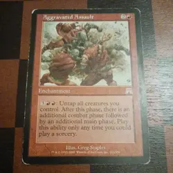 Mtg Aggravated Assault HP/MP Onslaught Magic the Gathering Card Rare - Image 2