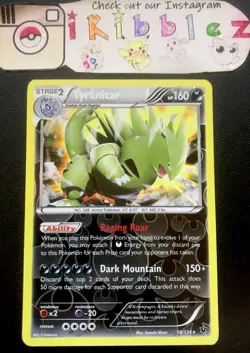 Tyranitar 56/124 NM Reverse Holo Foil Rare Pokemon Card. Free Tracked Shipping! - Image 1