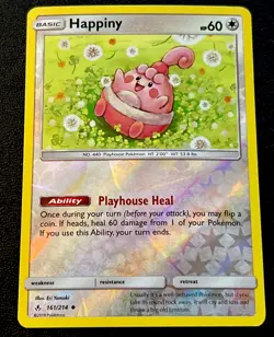 Happiny 161/214 NM Reverse Holo Sun Moon Unbroken Bonds Happy Baby Pokemon Card! - Image 1