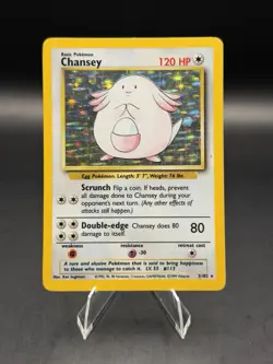 Chansey 3/102 Base Set Holo Unlimited Rare Card Pokemon TCG Vintage (MP) - Image 1