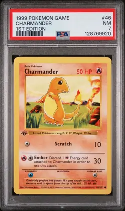 POKEMON CHARMANDER 1st Edition Base Set Shadowless WOTC 46/102 PSA 7 NEAR MINT - Image 1