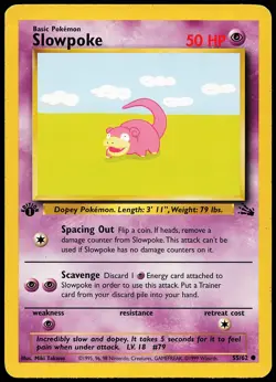 Slowpoke 55/62 Common Fossil 1st Edition Pokemon Card - Image 1